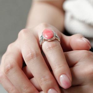 바이데이지 주피터 산호 원석 실버 반지 Br0352