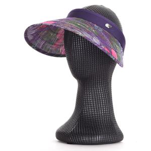 샵앤) 국산 여성 오픈형 형태보존 와이어 꽃무늬 썬캡 모자 KM-WH-0820-퍼플