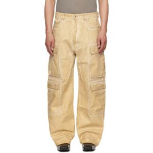 25 FW 릭오웬스 남성 베이지 할리우드 더블 카고 데님 진 251126M188031