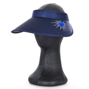 샵앤) 국산 여성 햇빛가림 오픈형 큐빅 꽃코사지 펄 썬캡 모자 KM-WH-0832-네이비