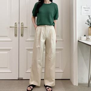 샵앤) 국산 여성 투턱 쿨 와이드 2사이즈 면바지 PRO-WPT-4354-베이지