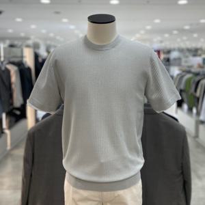 [지오지아]워셔블 세로조직 반팔 니트티_ABF2ER1101_LGR_DG