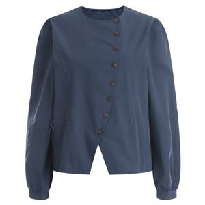 샵앤) 여성 노카라 사선 단추 라인 심플 셔링 블라우스 EGG-WBL-12131-네이비-z