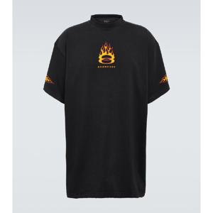 발렌시아가 오버사이즈 로고 코튼 저지 티셔츠 P00948318