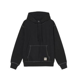 스투시 콘트라스트스티치 라벨 후드 블랙 118459