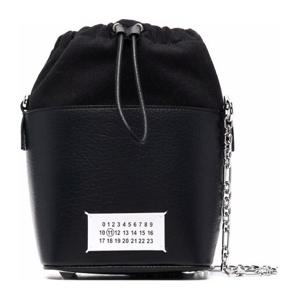 메종마르지엘라 블랙 레더 캔버스 버킷 백 S61WG0035P4348 T801