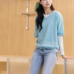 뱅뱅 HC09 여성 V넥 밑단 스트링 오버핏반팔티 CTL133