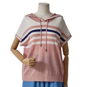 [포커스]배색 반팔 후드 니트 (FM5E7KT0102)