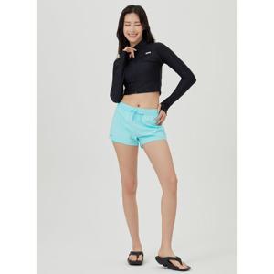 [아레나] 뉴웨이브 여성 레귤러핏 세미크롭 집업 래쉬가드 A4BL1QR42BLK