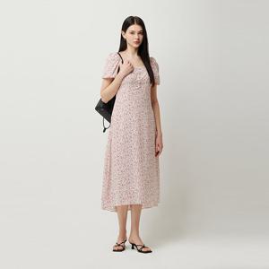 [시슬리] [Online Exclusive] 프린트 소매 셔링 원피스_SAOPZ153