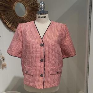 르피타 HC06 자바라 트위드 반팔 자켓(레드) L242UJK553