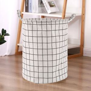 다용도 세탁 보관 바구니 흰색격자무늬 세탁바구니 빨래바구니 접이식빨래바구니 접이식세탁바구니 장난감