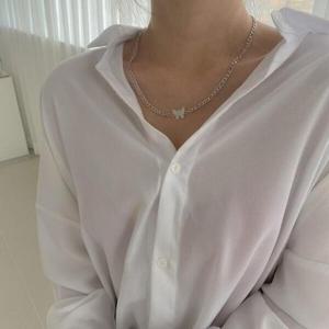 아트박스/이룸 나비 심플리 큐빅 써지컬스틸 초커 목걸이