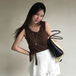 [올리브데올리브]허리 타이드 슬리브리스 탑 (OW5ME496)