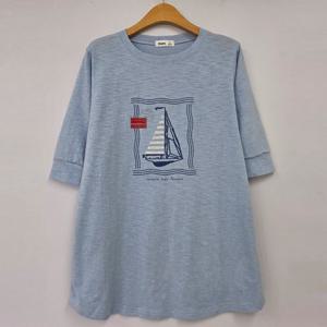 나야홍 / 빅사이즈 506 물결튼튼마감박시티셔츠 DRIU393