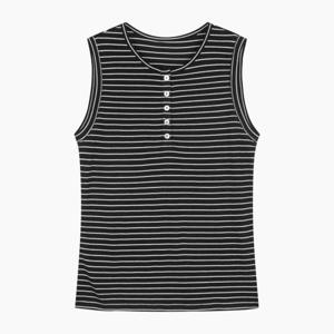 [베네통]하프 버튼 스트라이프 슬리브리스BATS94541