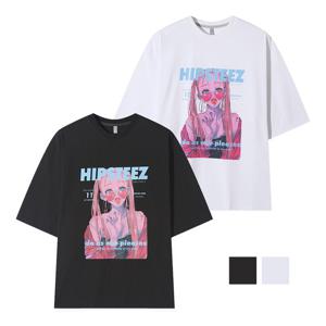 남자 캐주얼 힙스티즈 프린팅 반팔 티셔츠 AC-TSH-Q071-아이보리