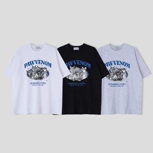 남자 캐주얼 고양이 코튼 반팔 티셔츠 RM-TSH-Q002-블랙