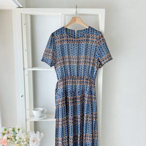 샵앤) 여성 바캉스 기하학 패턴 여름 롱원피스 BONG-WDR-4649-블루