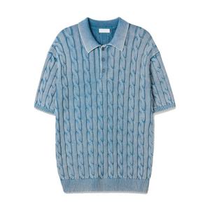 [리빌모아]남자 케이블 피그먼트 카라 반팔 니트티 GN-KNH-Q016-