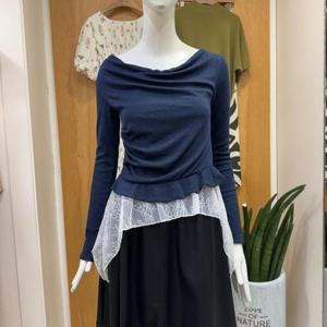 클리지 DP01 언발 유 넥 레이스 티셔츠 CP6WTS12