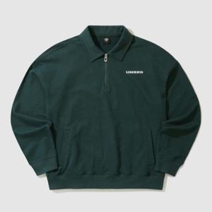 엄브로긴팔티 LQC UP323CFS93-DGN 에센셜 카라 하프집업 맨투맨 DARK GREEN