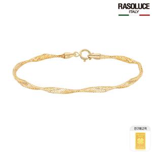 라쏠루체14K 이태리 트위스트 오메가 한줄 팔찌+99.99% 순금 골드바