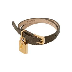 25 FW 톰포드 여성 카키 그레인 가죽 브레이슬릿 252076F020003