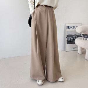 샵앤) 여성 정장 사선라인 핀턱 와이드 슬랙스 팬츠 NYS-WPT-4211-베이지