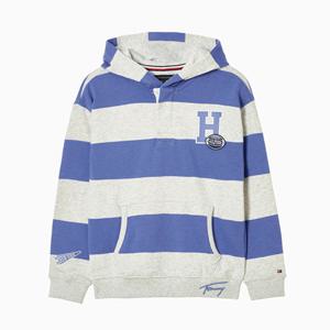 타미힐피거 키즈 T42F7KKO520BT1 바시티 스트라이프 버튼 후디