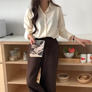 샵앤) 여성 카라넥 오피스룩 심플 베이직 블라우스 셔츠 21DS-WBL-4891-블랙