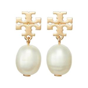 TORY BURCH Kira Gold Colored Hoop Earings with Pearl Detail in Metal Woman 65156709