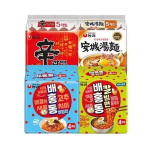 신라면5개+안성탕면5개+배홍동4개+배홍동칼빔면4개 총 18개