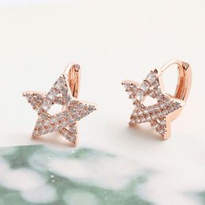 14K 골드필드 핀 큐빅 별 원터치링 귀걸이