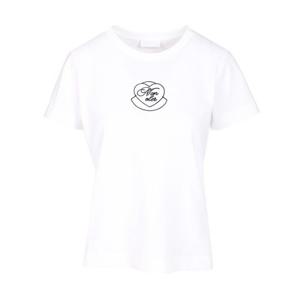 25 FW 몽클레어 로고 엠브로이디드 크루네크 코튼 티셔츠 화이트 K20938C0000989AJS