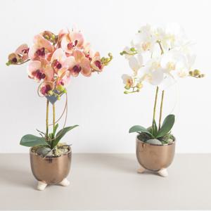 호접란 조화 센터피스 브론즈 대형 수반 화분 set 53cm 2컬러 인테리어 꽃 테이블 행사 장식