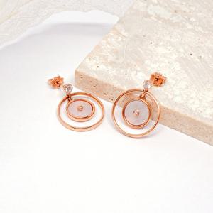 오팔하우스 14k 럭셔리 자개 서클 큐빅 귀걸이 OPDLE1927