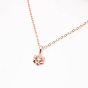 오팔하우스 14k 꼬냑다이아 꽃 목걸이 OPPKN060