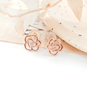 오팔하우스 14k 장미 큐빅 귀걸이 OPPYE6236