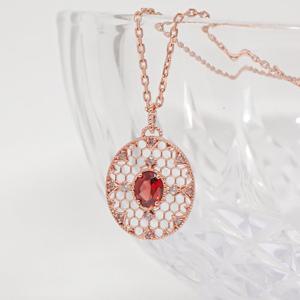 오팔하우스 14k 엔틱 타원형 가넷 목걸이 OPDLN3928-1