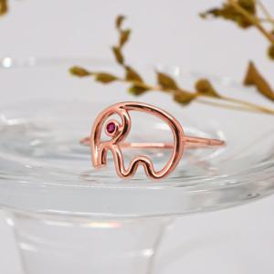 오팔하우스 14k 귀여운 루비큐 코끼리 반지 OPDLR3993