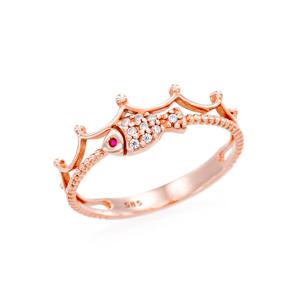 오팔하우스 14k 루비큐 티아라 물고기 레이어드링 OPDLR6455