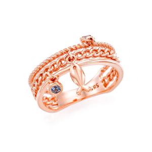 오팔하우스 14k 블루큐 물고기 레이어드링 OPDLR6788