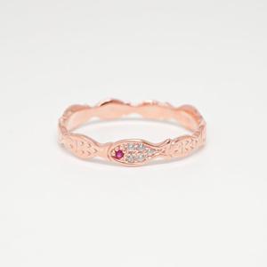 오팔하우스 14k 루비큐 물고기 반지 OPGDR1016