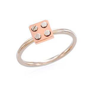 오팔하우스 14k 스퀘어 볼트 콤비 반지 OPDLR6280