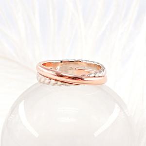 오팔하우스 14k 투톤 꽈배기 크로스 반지 OPGDR0753