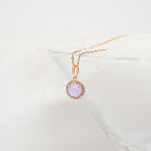오팔하우스 14k 퍼플큐 서클 큐빅 목걸이 OPPKN858