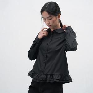 WOMAN 라운드 카라 프릴 블라우스 [BLACK] / WBE3L03513