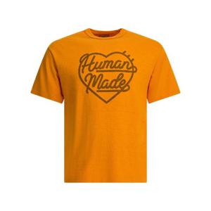 HUMAN MADE HM30CS024ORANGE Crew neck T shirt with print