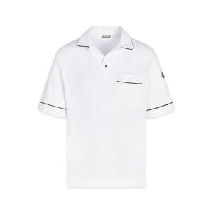 25 FW 몽클레어 파이핑 트림 숏슬리브 폴로 셔츠 화이트 K10918A0002289AVN